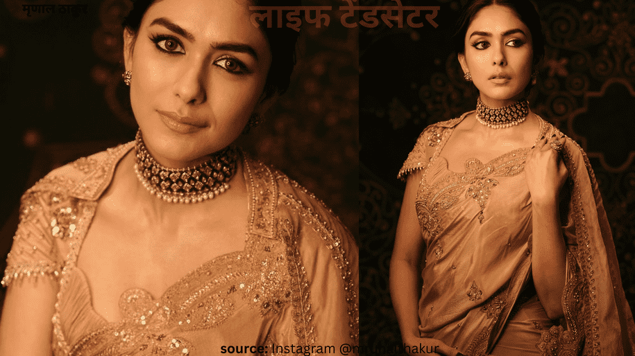 Mrunal thakur is shooting for ads and her photos in saree